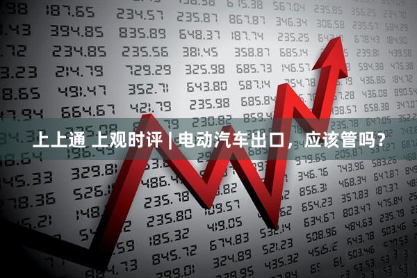 上上通 上观时评 | 电动汽车出口，应该管吗？